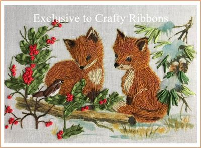 Silk Ribbon Embroidery Kit - Two Little Foxes